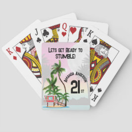 Tropisch eiland Palmboom Zonsondergang Pokerkaarten