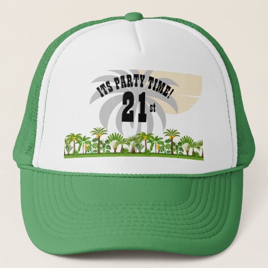 Tropisch eiland Palmboom Zonsondergang Trucker Pet (Voorkant)