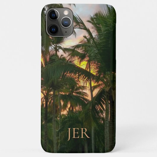 Tropisch eiland Palms Sunset Monogrammed Initialen Case-Mate iPhone Case (Achterkant)