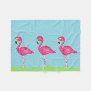 Tropisch eiland Paradise Green Pink Flamingo Bird Fleece Deken