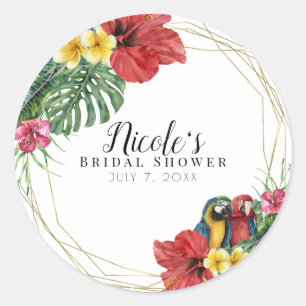 Tropisch eiland Paradise Vogels Bloemen Botanisch Ronde Sticker