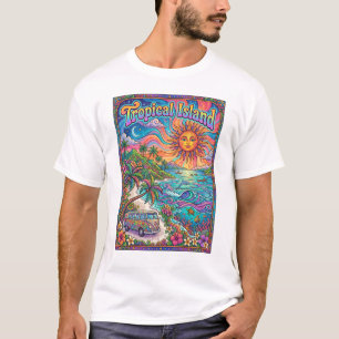 tropisch eiland psychedelische hippie stijl ontwer t-shirt