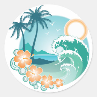 Tropisch eiland ronde sticker