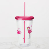 Tropisch eiland Roze Flamingo Bird Personated Acryl Drinkbeker (Rechts)