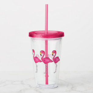 Tropisch eiland Roze Flamingo Bird Personated Acryl Drinkbeker
