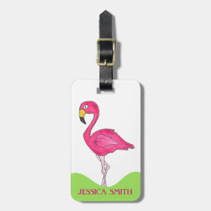 Tropisch eiland Roze Flamingo Bird Personated Bagagelabel