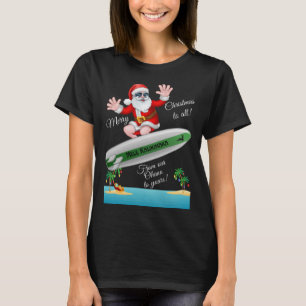 Tropisch eiland Sandy Beach Surfing Santa Christma T-shirt