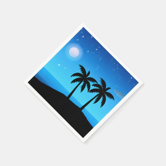 Tropisch eiland silhouet met maan en sterren servet (Hoek)
