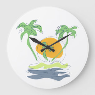 Tropisch eiland strand landschap. Omtrek palmboom Grote Klok