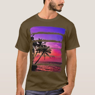 Tropisch eiland Sunset Palm Trees Ocean Beach Wave T-shirt