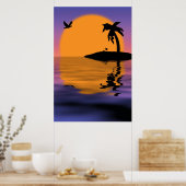 Tropisch eiland Sunset Poster (Keuken)