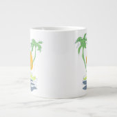 Tropisch eilandstrand. Straalboom omtrekken Extra Grote Beker (Voorkant)