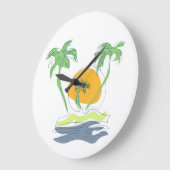 Tropisch eilandstrand. Straalboom omtrekken Grote Klok (Hoek)