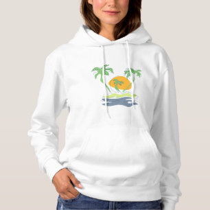 Tropisch eilandstrand. Straalboom omtrekken Hoodie