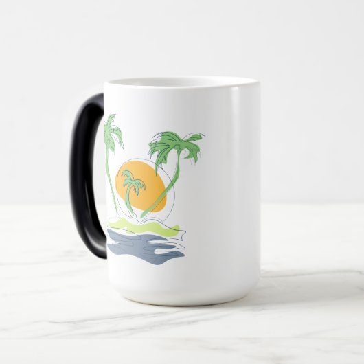 Tropisch eilandstrand. Straalboom omtrekken Magische Mok (Voorkant links)