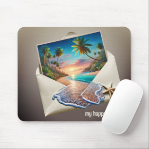 Tropisch eilandtafereel in envelop muismat