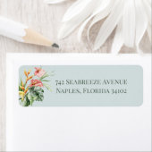 Tropisch elegant botanisch retouradreslabel etiket (Insitu)