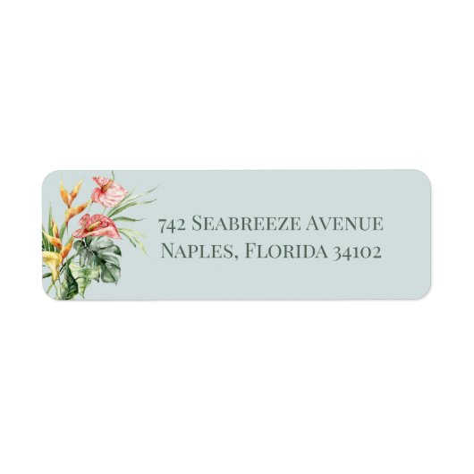 Tropisch elegant botanisch retouradreslabel etiket (Voorkant)