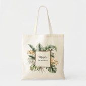 Tropisch Elegant Green Gold Palms Bridesmaid Tote Bag (Voorkant)