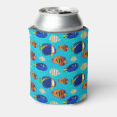 Tropisch en aquarium visontwerp op het zeekoraal blikjeskoeler (Blikje Achterkant)
