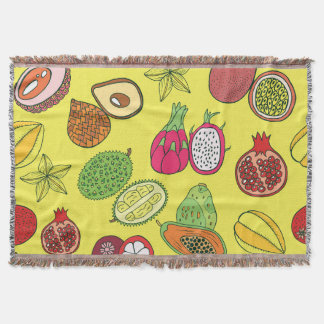 Tropisch exotisch fruit Hand-getrokken patroon Deken