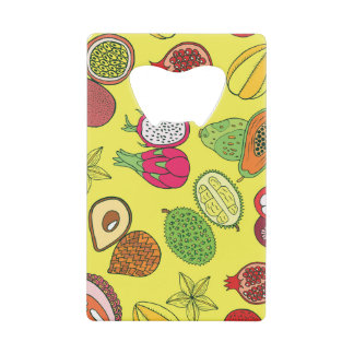 Tropisch exotisch fruit Hand-getrokken patroon Kredietkaart Flessenopener