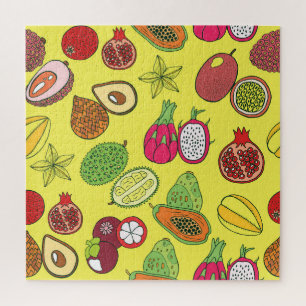 Tropisch exotisch fruit Hand-getrokken patroon Legpuzzel