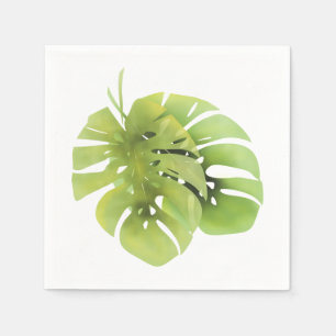 Tropisch exotisch groen monstera verlaat waterverf servet
