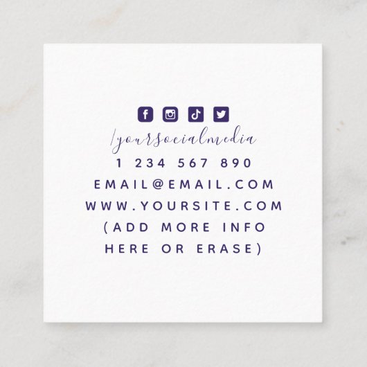 Tropisch exotisch monogram Skincare Beauty Modern Vierkante Visitekaartje (Achterkant)