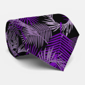 Tropisch exotisch Paars palmbladerpatroon Stropdas (Opgerold)