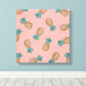 tropisch faux gouden ananananaspatroon canvas afdruk (Insitu (Houten vloer))