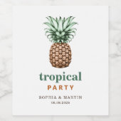 Tropisch feest met ananas wijn etiket (Enkel label)