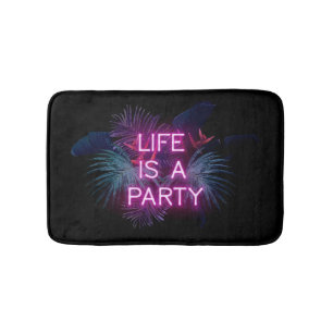 Tropisch feest, neon palmbladeren. badmat