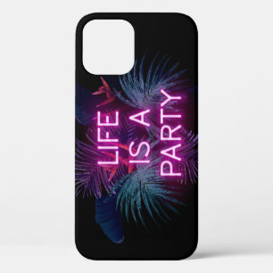 Tropisch feest, neon palmbladeren. iPhone 12 hoesje