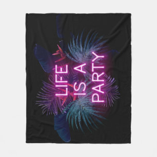 Tropisch feest, neon palmbladeren. fleece deken