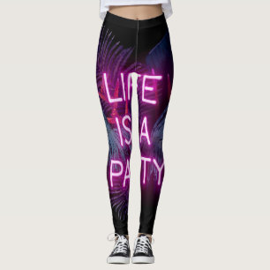 Tropisch feest, neon palmbladeren. leggings
