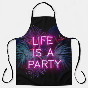 Tropisch feest, neon palmbladeren. schort