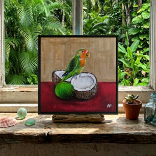 Tropisch Feest Schilderij van de Liefdesvogel door Canvas Afdruk