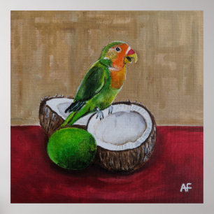 Tropisch Feest Schilderij van de Liefdesvogel door Poster
