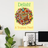 Tropisch feestmaal poster (Thuiskantoor)
