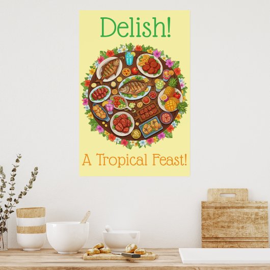Tropisch feestmaal poster (Keuken)