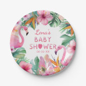 Tropisch Flamingo Baby shower Papier Bord (Voorkant)