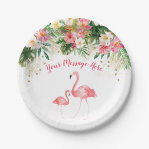 Tropisch Flamingo Baby shower Papieren Bordje