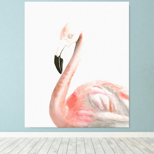 Tropisch Flamingo Bird Canvas Afdruk (Insitu (Houten vloer))