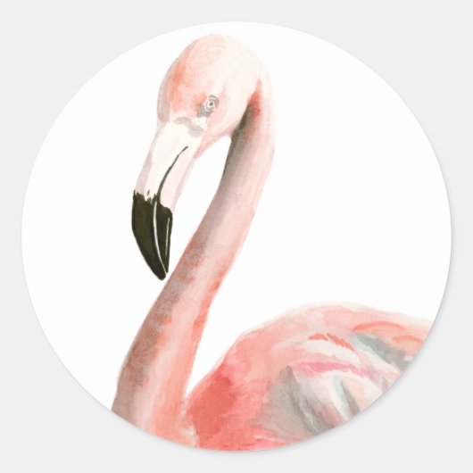 Tropisch Flamingo Bird Ronde Sticker (Voorkant)