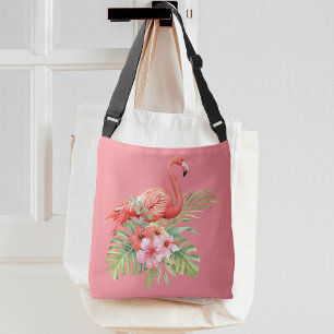Tropisch Flamingo Floral roze Crossbody Tas
