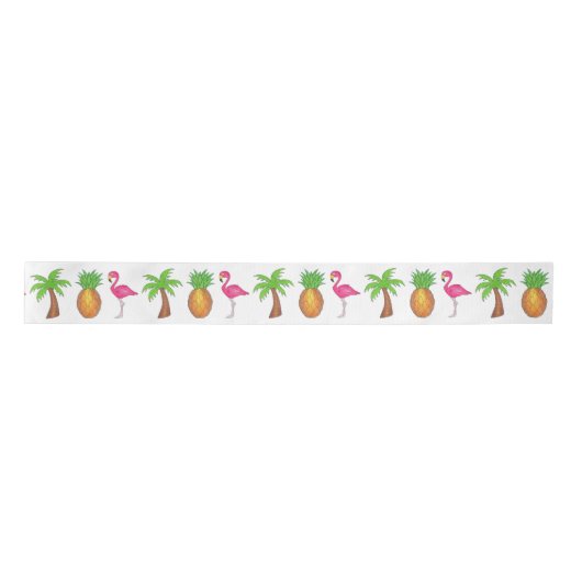 Tropisch Flamingo Green Palm Tree Pineapple Island Lint (Voorkant)