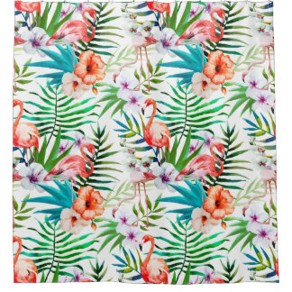 Tropisch Flamingo Hibiscus Shower Curtain Douchegordijn
