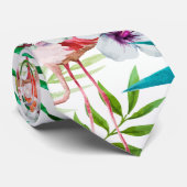 Tropisch Flamingo Hibiscus Stropdas (Opgerold)