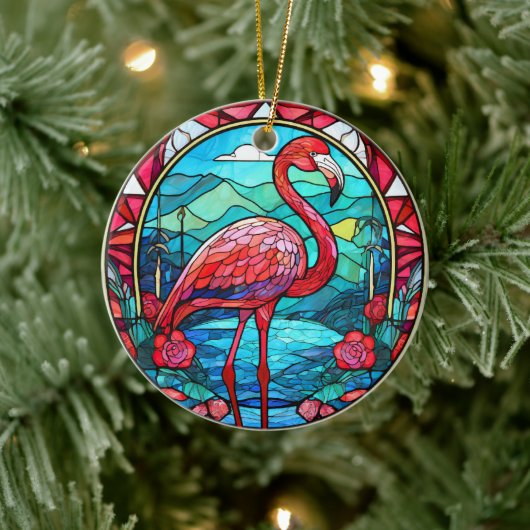 Tropisch Flamingo Keramisch Decoratief Ornament (Boom)